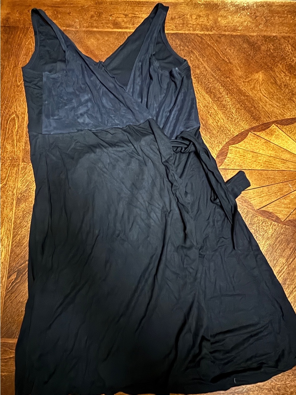 Black Wrap Chemise with Tie Waist